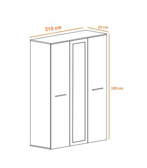 Armoire à portes coulissantes avec miroir couleur chêne 210×190 cm